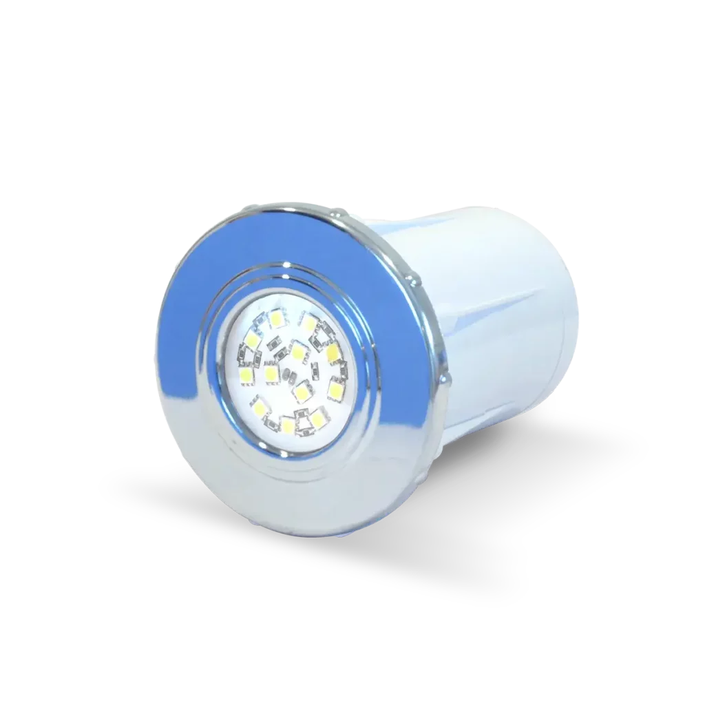 Luminaria Spot LED luz RGB (aro cromado) - Piscina fibra de vidrio